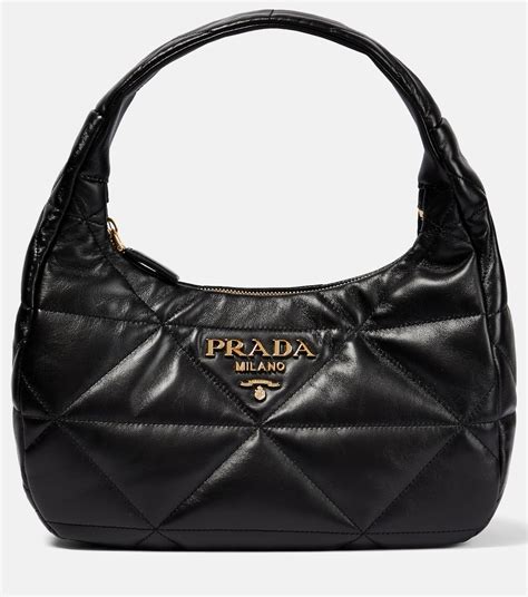 prada quilted shoulder bag black on black|Prada diagramme leather shoulder bag.